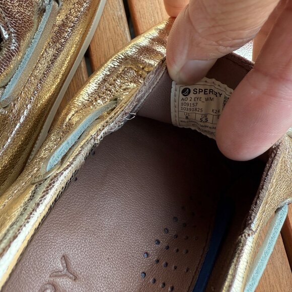 Sperry Womens Gold Boat Shoes Size 8 - Picture 8 of 8